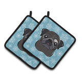 Caroline'S Treasures Snowflake Black Pug Pair Of Pot Holders Bb1697Pthd, 7.5Hx7.5W, Multicolor