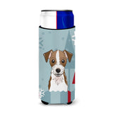 Caroline'S Treasures Bb1698Muk Winter Holiday Jack Russell Terrier Michelob Ultra Koozies For Slim Cans, Multicolor
