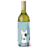 Caroline'S Treasures Winter Holiday Bull Terrier Wine Bottle Koozie Hugger, 750 Ml, Multicolor