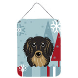 Caroline'S Treasures Winter Holiday Longhair Black And Tan Dachshund Wall Or Door Hanging Prints Bb1709Ds1216, 16Hx12W, Multic