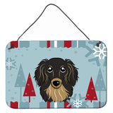 Caroline'S Treasures Winter Holiday Longhair Black And Tan Dachshund Wall Or Door Hanging Prints Bb1709Ds812, 8Hx12W