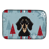 Caroline'S Treasures Winter Holiday Smooth Black And Tan Dachshund Dish Drying Mat, 14 X 21