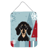 Caroline'S Treasures Winter Holiday Smooth Black And Tan Dachshund Wall Or Door Hanging Prints Bb1711Ds1216, 16Hx12W, Multicol