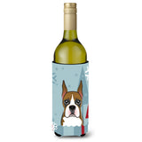 Caroline'S Treasures Winter Holiday Boxer Wine Bottle Koozie Hugger, 750 Ml, Multicolor