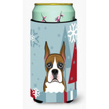 Caroline'S Treasures Winter Holiday Boxer Tall Boy Koozie Hugger, Multicolor