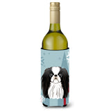 Caroline'S Treasures Winter Holiday Japanese Chin Wine Bottle Koozie Hugger, 750 Ml, Multicolor