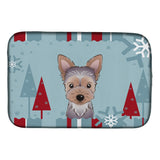 Caroline'S Treasures Winter Holiday Yorkie Puppy Dish Drying Mat, 14 X 21
