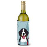 Caroline'S Treasures Winter Holiday Bernese Mountain Dog Wine Bottle Koozie Hugger, 750 Ml, Multicolor
