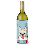 Caroline'S Treasures Bb1734Literk Winter Holiday French Bulldog Wine Bottle Koozie Hugger, 750 Ml, Multicolor