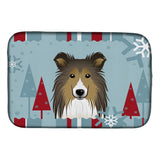 Caroline'S Treasures Winter Holiday Sheltie Dish Drying Mat, 14 X 21