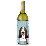 Caroline'S Treasures Winter Holiday Basset Hound Wine Bottle Koozie Hugger, 750 Ml, Multicolor
