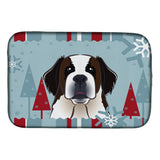 Caroline'S Treasures Winter Holiday Saint Bernard Dish Drying Mat, 14 X 21