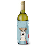 Caroline'S Treasures Winter Holiday Wire Haired Fox Terrier Wine Bottle Koozie Hugger, 750 Ml, Multicolor