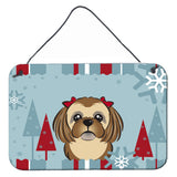 Caroline'S Treasures Winter Holiday Chocolate Brown Shih Tzu Wall Or Door Hanging Prints Bb1745Ds812, 8Hx12W, Multicolor