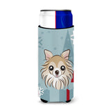 Caroline'S Treasures Winter Holiday Chihuahua Michelob Ultra Koozies For Slim Cans, Multicolor