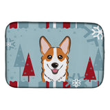 Caroline'S Treasures Winter Holiday Red Corgi Dish Drying Mat, 14 X 21