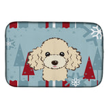 Caroline'S Treasures Winter Holiday Buff Poodle Dish Drying Mat, 14 X 21