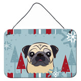 Caroline'S Treasures Winter Holiday Fawn Pug Wall Or Door Hanging Prints Bb1758Ds812, 8Hx12W