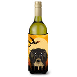 Caroline'S Treasures Halloween Longhair Black And Tan Dachshund Wine Bottle Koozie Hugger, 750 Ml, Multicolor