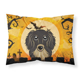 Caroline'S Treasures Bb1771Pillowcase Halloween Longhair Black And Tan Dachshund Fabric Standard Pillowcase, Large, Multicolor