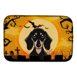 Caroline'S Treasures Halloween Smooth Black And Tan Dachshund Dish Drying Mat, 14 X 21