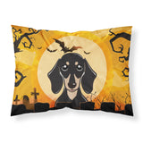 Caroline'S Treasures Bb1773Pillowcase Halloween Smooth Black And Tan Dachshund Fabric Standard Pillowcase, Large, Multicolor