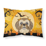 Caroline'S Treasures Bb1807Pillowcase Halloween Chocolate Brown Shih Tzu Fabric Standard Pillowcase, Large, Multicolor