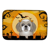 Caroline'S Treasures Halloween Gray Silver Shih Tzu Dish Drying Mat, 14 X 21