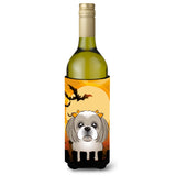 Caroline'S Treasures Halloween Gray Silver Shih Tzu Wine Bottle Koozie Hugger, 750 Ml, Multicolor