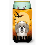 Caroline'S Treasures Halloween Gray Silver Shih Tzu Tall Boy Koozie Hugger, Multicolor