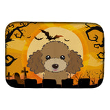 Caroline'S Treasures Halloween Chocolate Brown Poodle Dish Drying Mat, 14 X 21