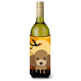Caroline'S Treasures Halloween Chocolate Brown Poodle Wine Bottle Koozie Hugger, 750 Ml, Multicolor