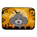 Caroline'S Treasures Halloween Silver Gray Poodle Dish Drying Mat, 14 X 21