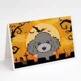 Halloween Silver Gray Poodle Greeting Cards And Envelopes Pack Of 8