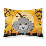 Caroline'S Treasures Bb1817Pillowcase Halloween Silver Gray Poodle Fabric Standard Pillowcase, Large, Multicolor