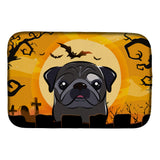 Caroline'S Treasures Halloween Black Pug Dish Drying Mat, 14 X 21
