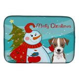 Caroline'S Treasures Snowman With Jack Russell Terrier Dish Drying Mat, 14 X 21