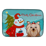 Caroline'S Treasures Snowman With Yorkie Yorkshire Terrier Dish Drying Mat, 14 X 21
