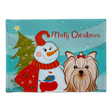 Caroline'S Treasures Bb1824Plmt Snowman With Yorkie Yorkshire Terrier Fabric Placemat, Multicolor