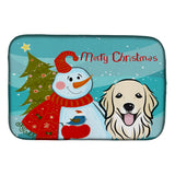 Caroline'S Treasures Snowman With Golden Retriever Dish Drying Mat, 14 X 21
