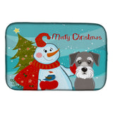 Caroline'S Treasures Snowman With Schnauzer Dish Drying Mat, 14 X 21