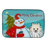 Caroline'S Treasures Snowman With Pomeranian Dish Drying Mat, 14 X 21