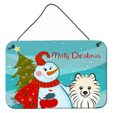 Caroline'S Treasures Snowman With Pomeranian Wall Or Door Hanging Prints Bb1827Ds812, 8Hx12W, Multicolor