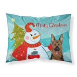 Caroline'S Treasures Bb1831Pillowcase Snowman With German Shepherd Fabric Standard Pillowcase, Large, Multicolor
