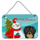 Caroline'S Treasures Snowman With Longhair Black And Tan Dachshund Wall Or Door Hanging Prints Bb1833Ds812, 8Hx12W