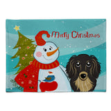 Caroline'S Treasures Bb1833Plmt Snowman With Longhair Black And Tan Dachshund Fabric Placemat, Multicolor
