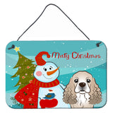 Caroline'S Treasures Snowman With Cocker Spaniel Wall Or Door Hanging Prints Bb1836Ds812, 8Hx12W, Multicolor