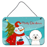 Caroline'S Treasures Snowman With Bichon Frise Wall Or Door Hanging Prints Bb1837Ds812, 8Hx12W