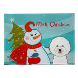 Caroline'S Treasures Bb1837Plmt Snowman With Bichon Frise Fabric Placemat, Multicolor