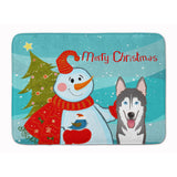 Caroline'S Treasures Snowman With Alaskan Malamute Floor Mat, 19 X 27, Multicolor